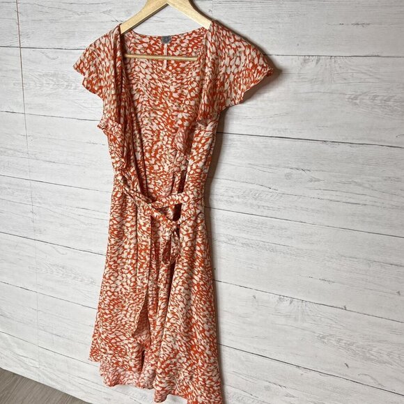 We the Free Mini Dress Womens Size S/P Orange French Quarter Leopard Wrap Girly - Picture 4 of 15